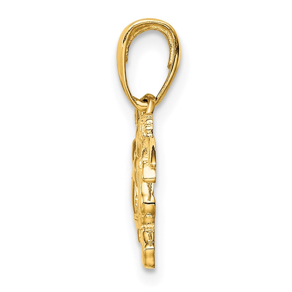14K Yellow Gold Flying Cherubs Holding Heart Pendant