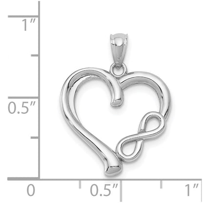 14K White Gold Polished Small Infinity Heart Pendant