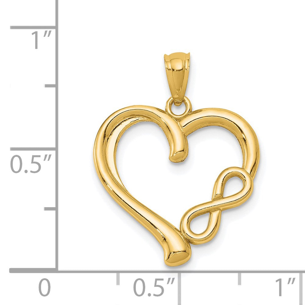 14K Yellow Gold Polished Infinity Symbol Heart Pendant