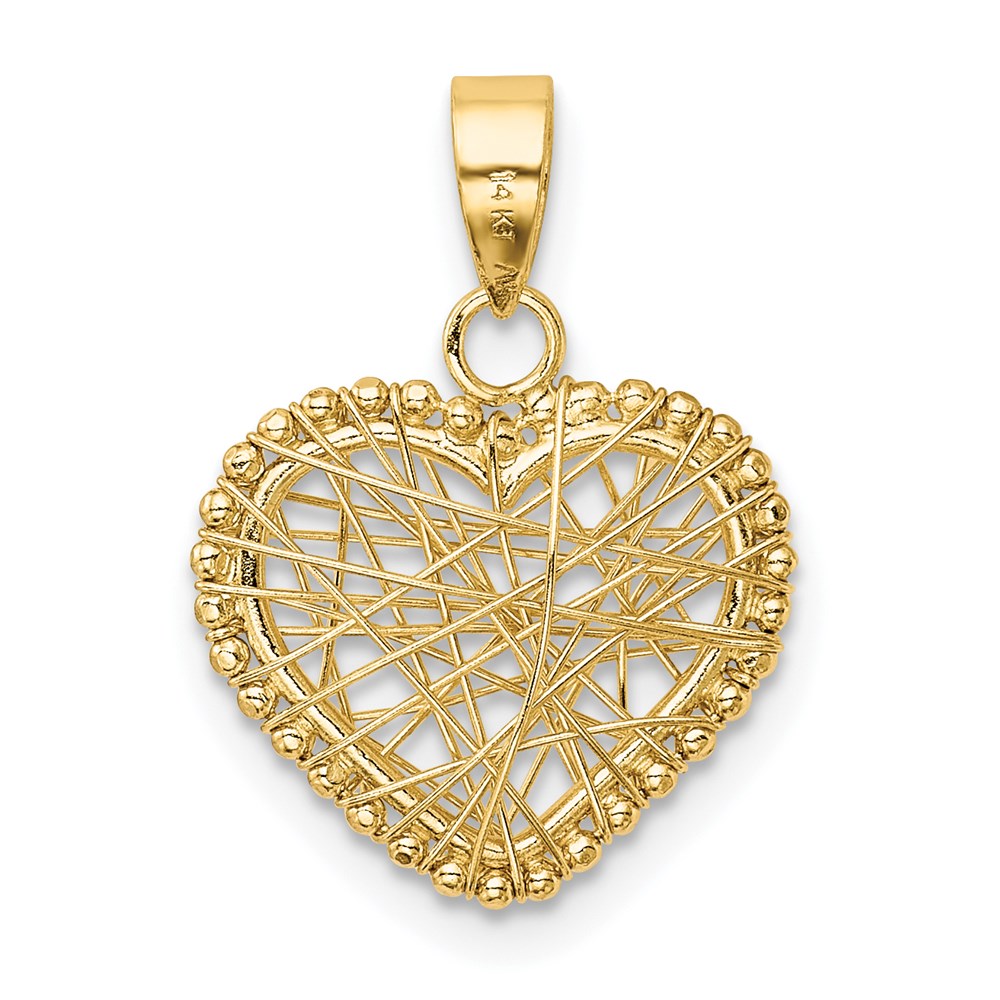 14K Yellow Gold Polished Wire Heart Pendant