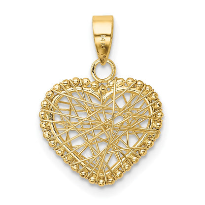 14K Yellow Gold Polished Wire Heart Pendant
