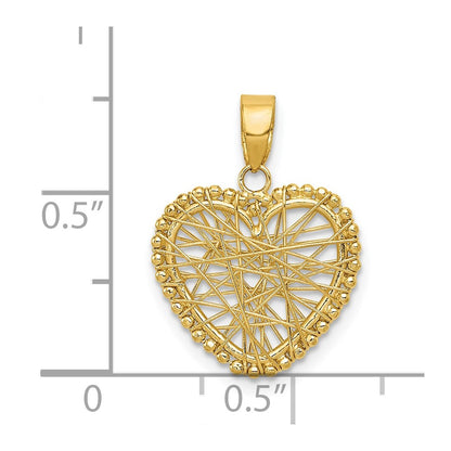14K Yellow Gold Polished Wire Heart Pendant