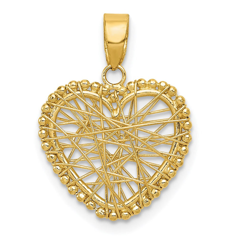 14K Yellow Gold Polished Wire Heart Pendant