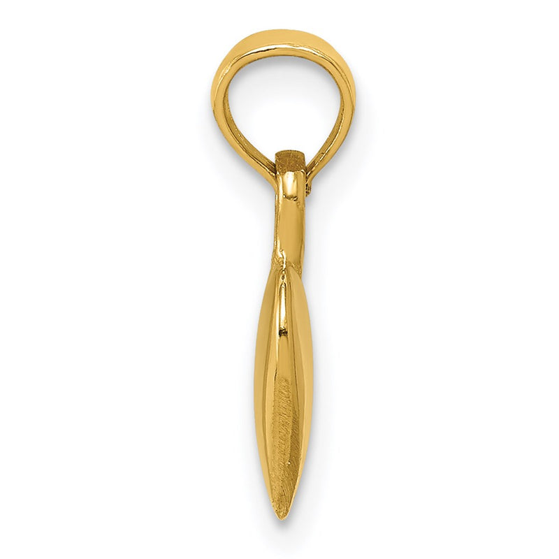 14K Yellow Gold Polished Solid 3D Heart Pendant