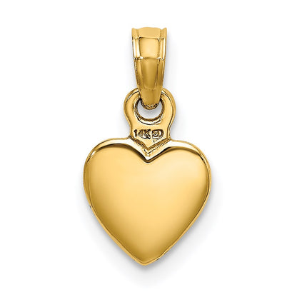 14K Yellow Gold Polished Solid 3D Heart Pendant