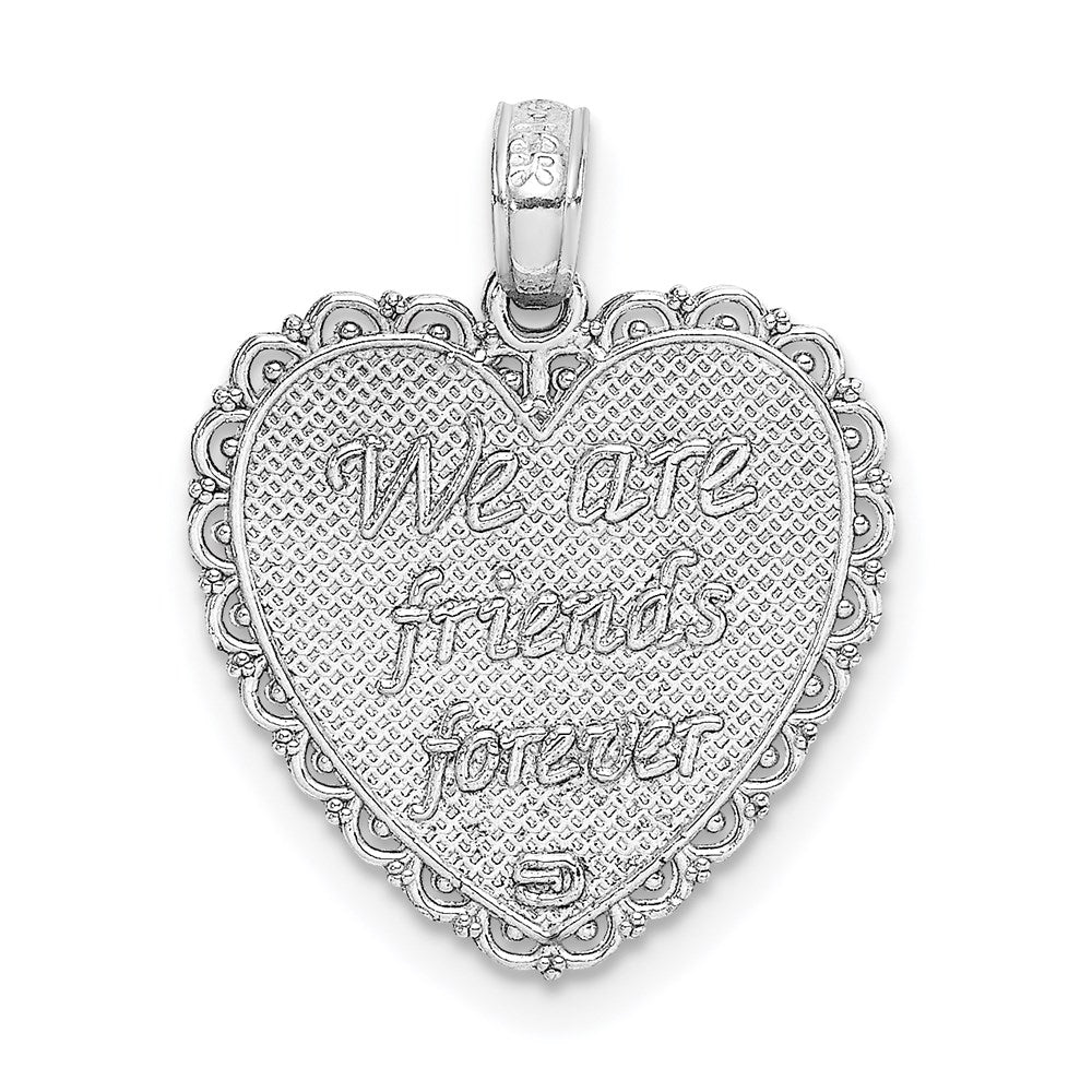 14K White Gold Reversible For My Sister-Friends Forever Pendant