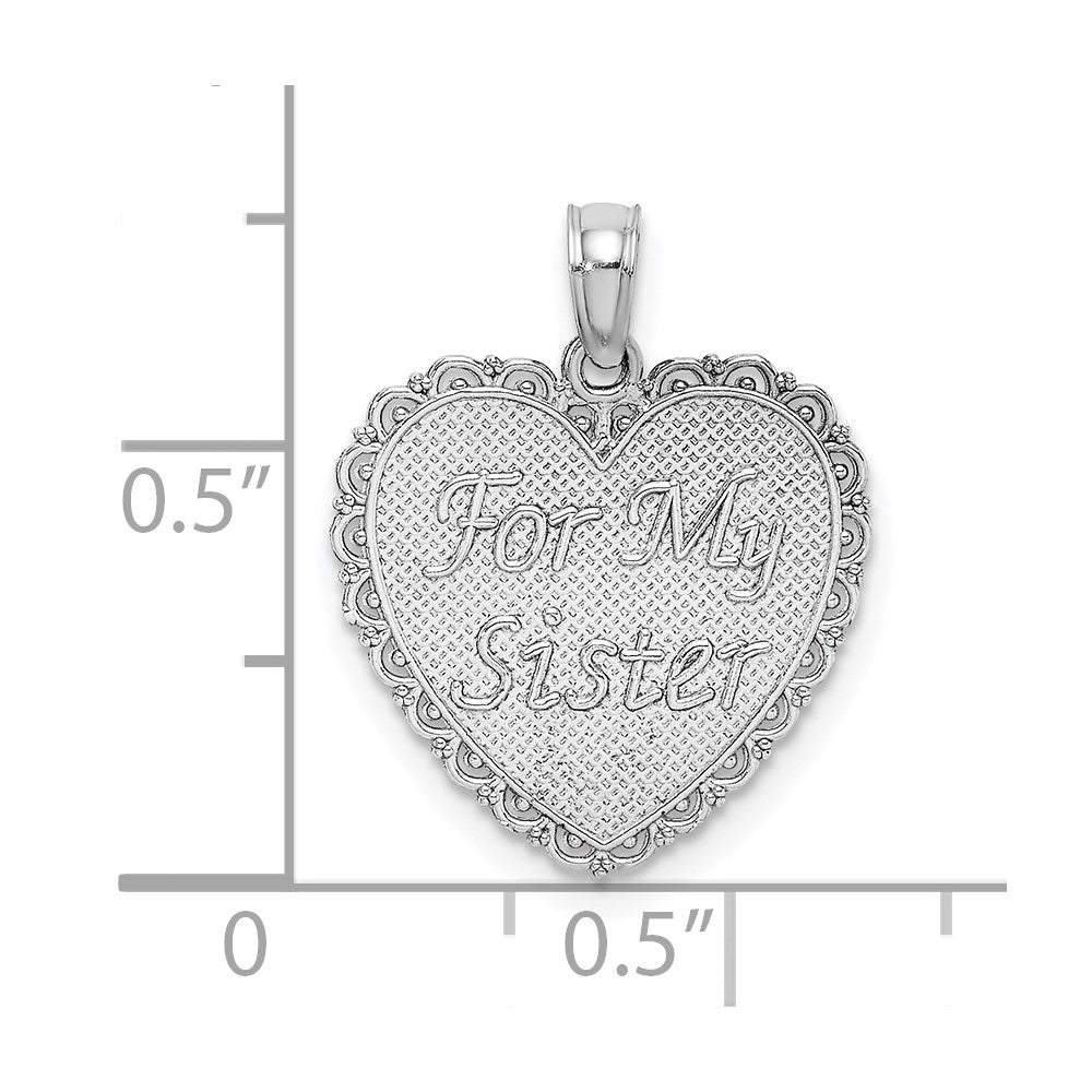 14K White Gold Reversible For My Sister-Friends Forever Pendant