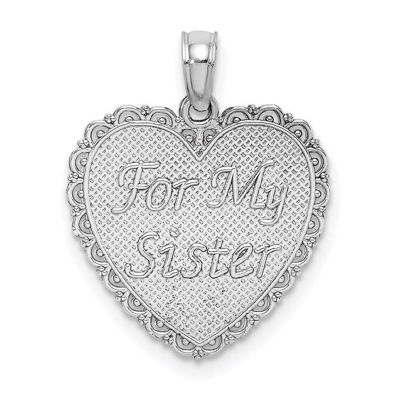 14K White Gold Reversible For My Sister-Friends Forever Pendant