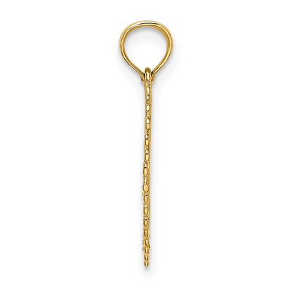 14K Yellow Gold Polished Daddys Little Girl Textured Heart Charm