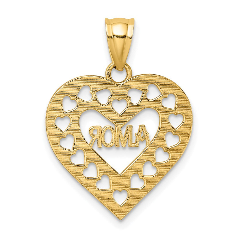 14K Yellow Gold Amor In Cut-Out Heart Charm