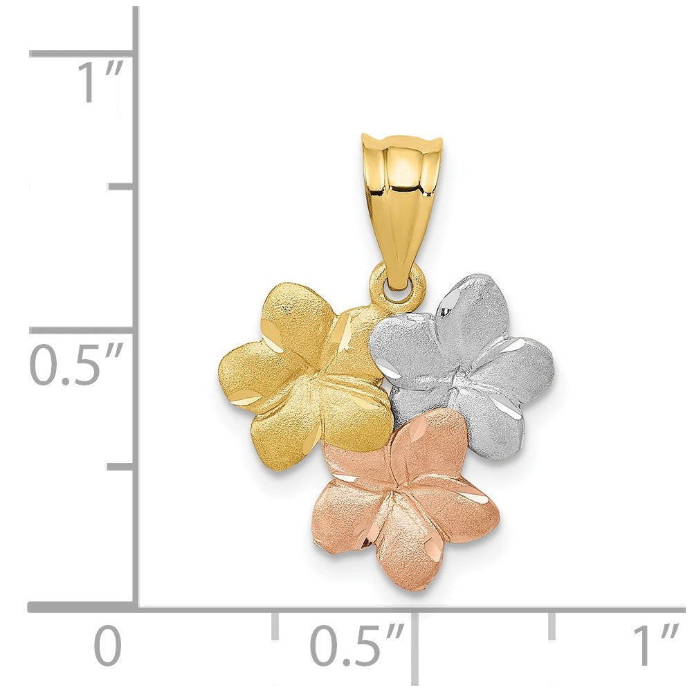14K Tri-Color Flower Pendant