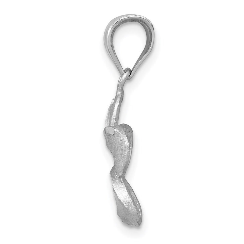 14K Yellow & Rhodium Gold Dipped In White Satin D/C Plumeria Charm