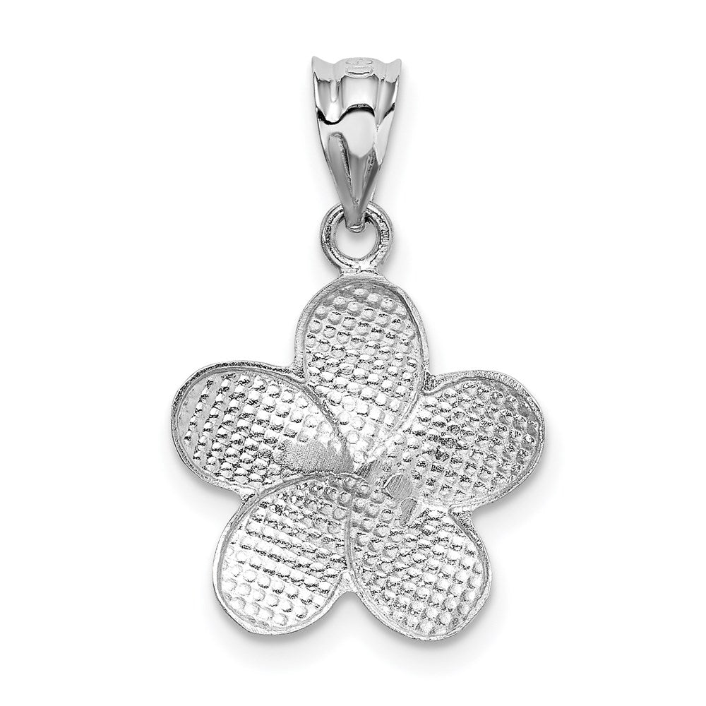 14K Yellow & Rhodium Gold Dipped In White Satin D/C Plumeria Charm