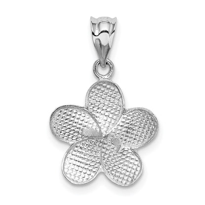 14K Yellow & Rhodium Gold Dipped In White Satin D/C Plumeria Charm