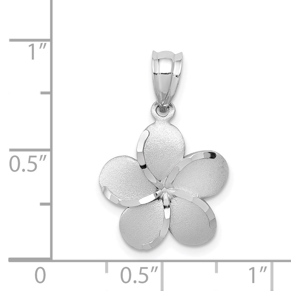14K Yellow & Rhodium Gold Dipped In White Satin D/C Plumeria Charm