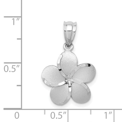 14K Yellow & Rhodium Gold Dipped In White Satin D/C Plumeria Charm