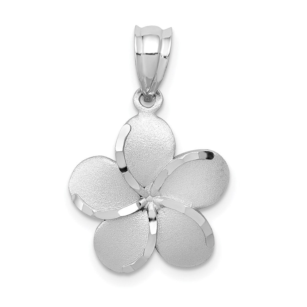 14K Yellow & Rhodium Gold Dipped In White Satin D/C Plumeria Charm