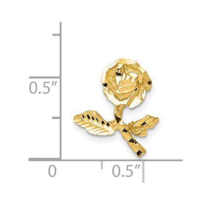 14K Yellow Gold Satin Diamond-Cut Rose Chain Slide