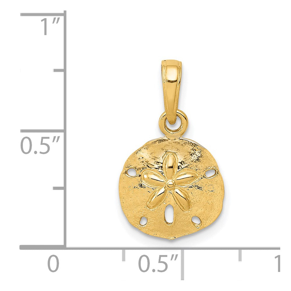 14K Yellow Gold Polished Sand Dollar Pendant
