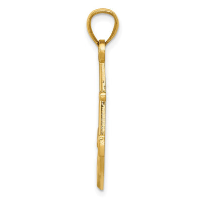 14K Yellow Gold Polished Anchor Pendant