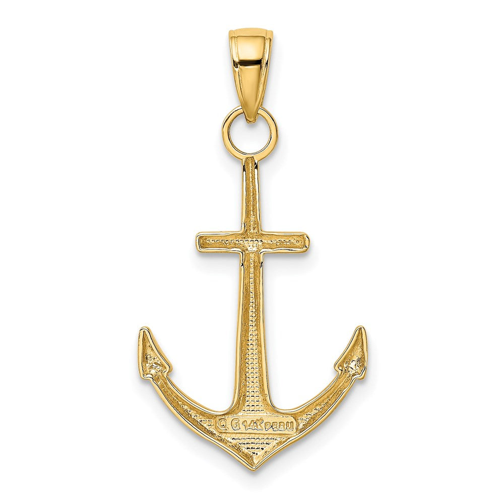 14K Yellow Gold Polished Anchor Pendant
