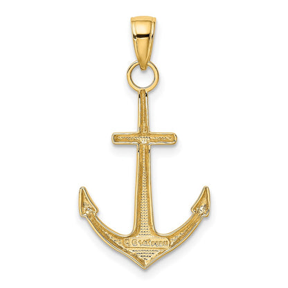 14K Yellow Gold Polished Anchor Pendant