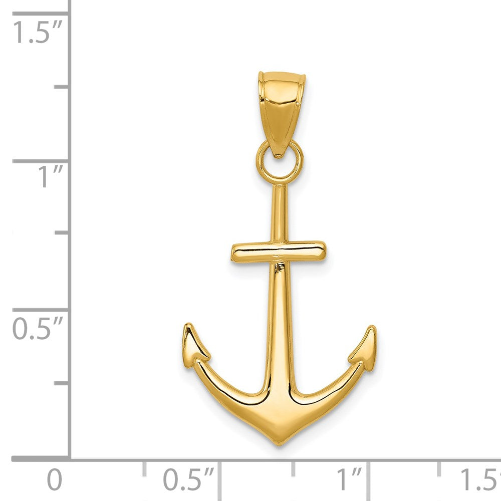 14K Yellow Gold Polished Anchor Pendant