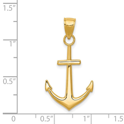 14K Yellow Gold Polished Anchor Pendant