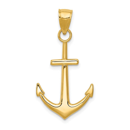 14K Yellow Gold Polished Anchor Pendant