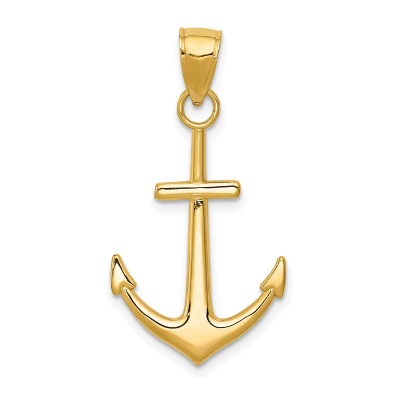 14K Yellow Gold Polished Anchor Pendant
