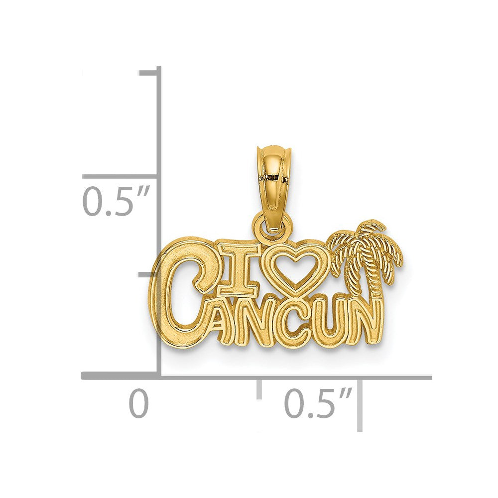 14K Yellow Gold I Heart Cancun Cut-Out Charm