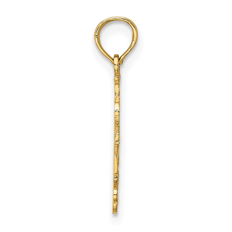 14K Yellow Gold I Heart Las Vegas With Dice Engraved Charm