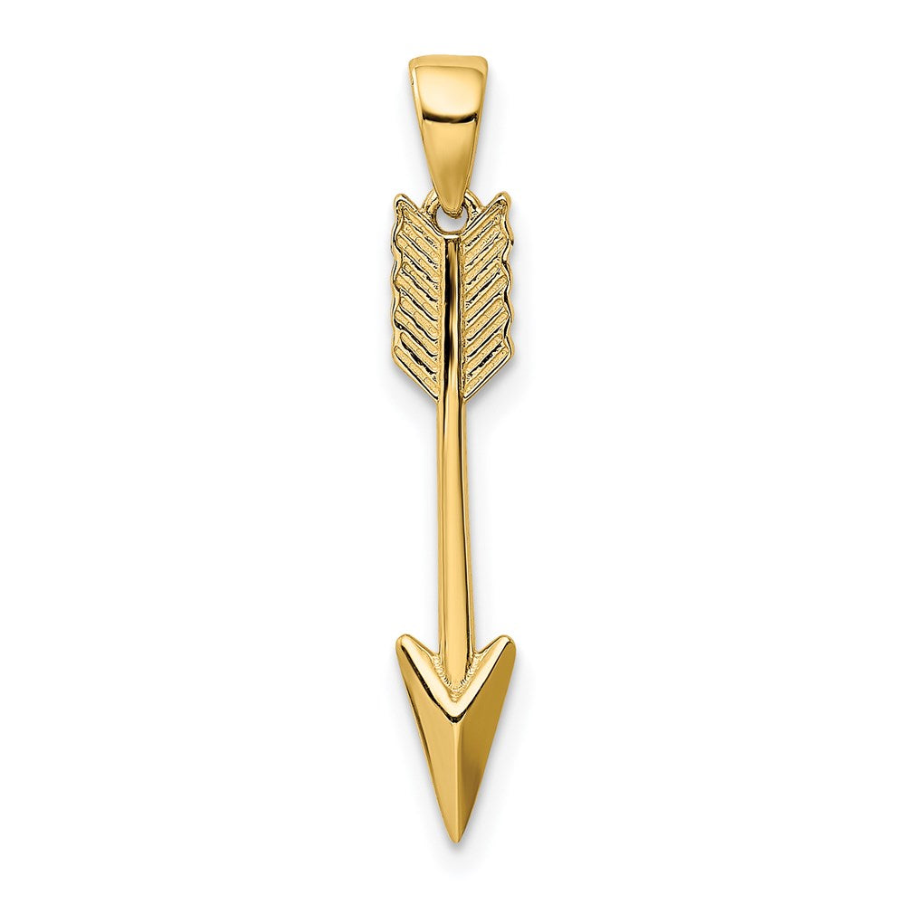 14K Yellow Gold Polished 3D Arrow Pendant
