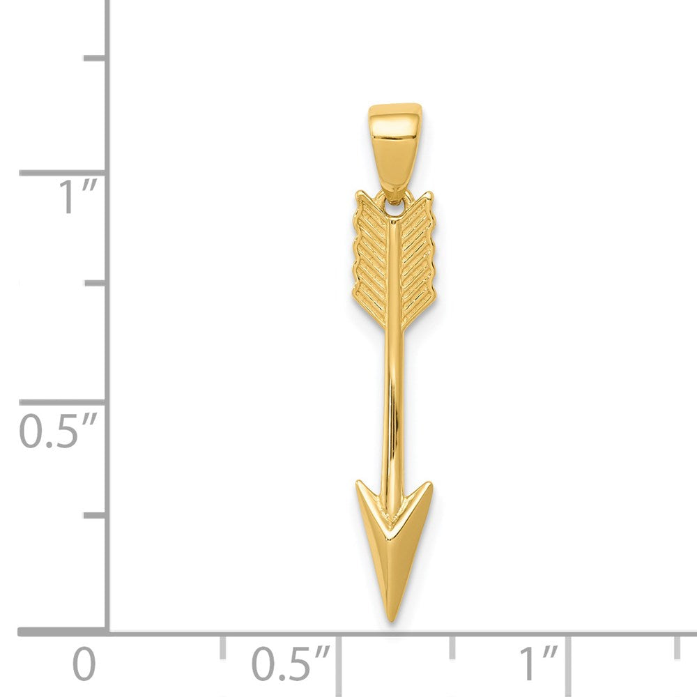 14K Yellow Gold Polished 3D Arrow Pendant