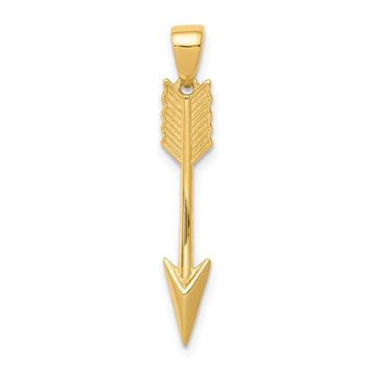 14K Yellow Gold Polished 3D Arrow Pendant