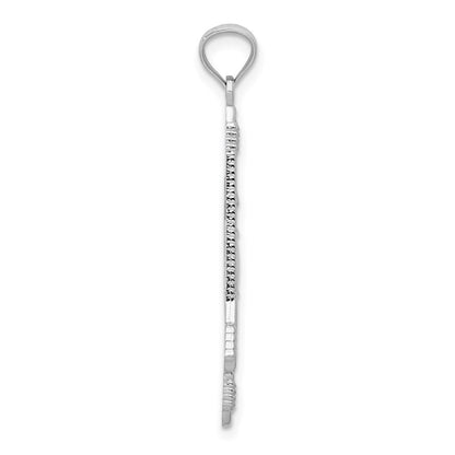 14K White Gold Polished And Textured Bow Arrow Pendant