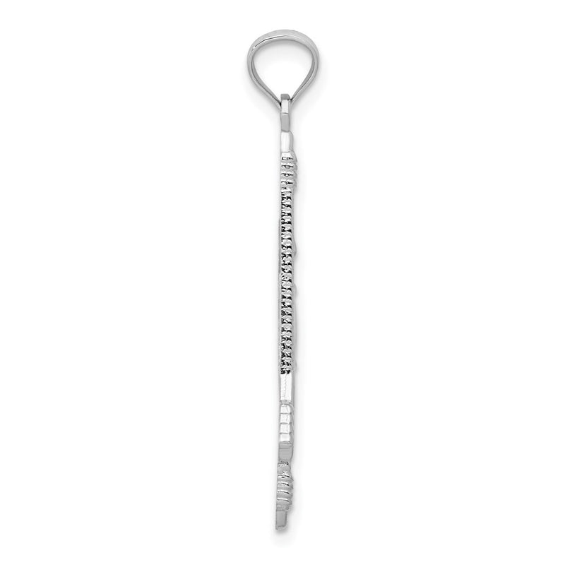 14K White Gold Polished And Textured Bow Arrow Pendant