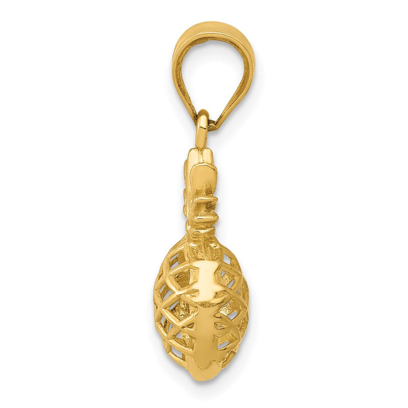 14K Yellow Gold Polished 3D Pineapple Pendant