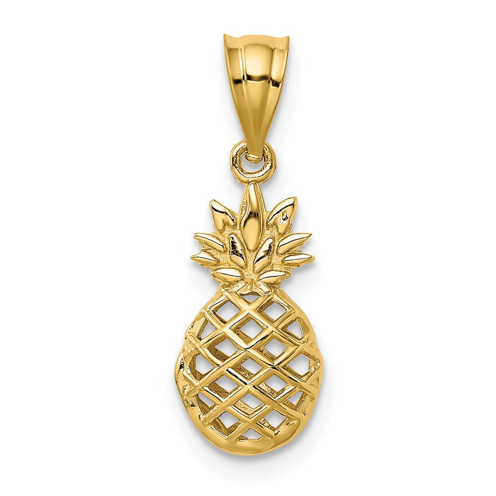 14K Yellow Gold Polished 3D Pineapple Pendant