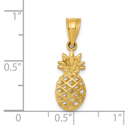14K Yellow Gold Polished 3D Pineapple Pendant