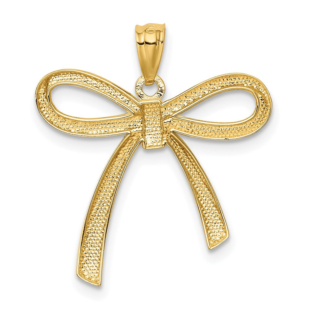 14K Yellow Gold Polished Ribbon Bow Pendant