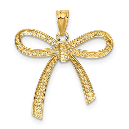 14K Yellow Gold Polished Ribbon Bow Pendant