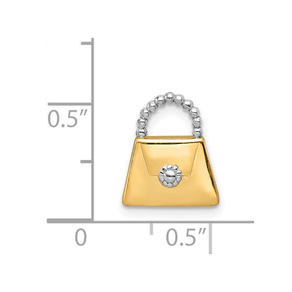 14K Yellow & Rhodium And Purse Slide Pendant