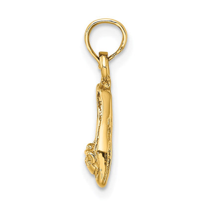 14K Yellow Gold 3D Polished Textured Ballerina Slippers Charm
