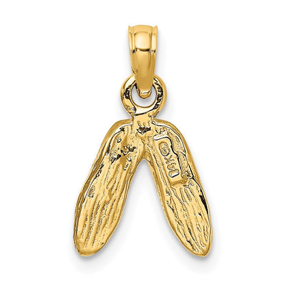 14K Yellow Gold 3D Polished Textured Ballerina Slippers Charm