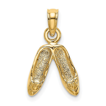 14K Yellow Gold 3D Polished Textured Ballerina Slippers Charm