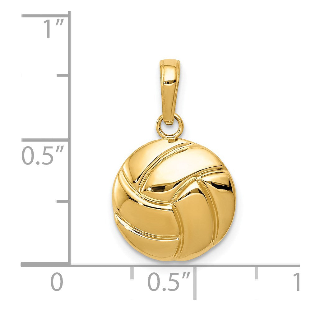 14K Yellow Gold Polished Volleyball Pendant