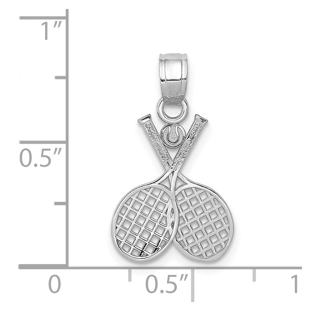 14K White Gold Double Tennis Racquet Charm