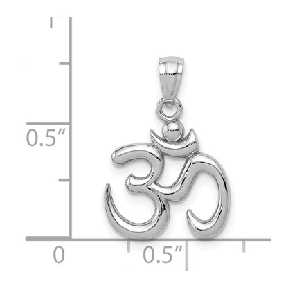 14K White Gold Polished Om Symbol Pendant