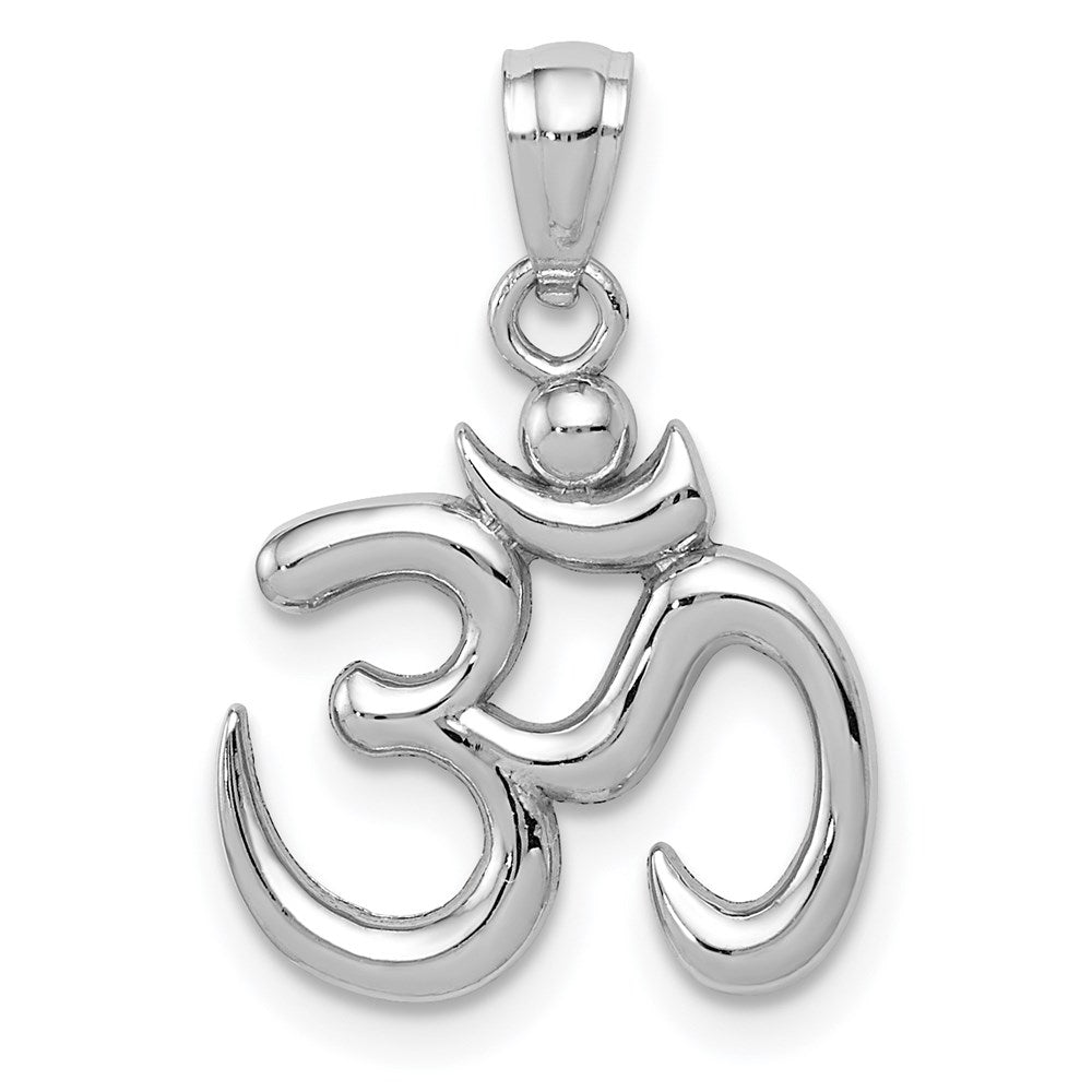 14K White Gold Polished Om Symbol Pendant